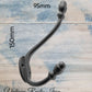 Iron ACORN double prong Coat hook 150mm long-Vintique Concepts