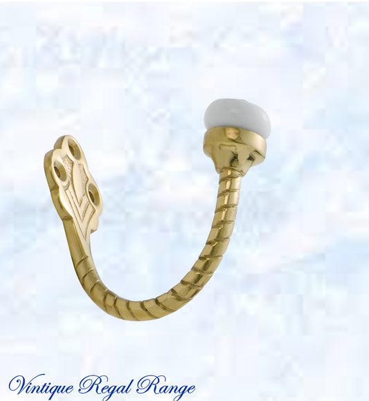 Polished Brass Robe Single Prong Robe Hook w/-Porcelain 60mmH-Vintique Concepts