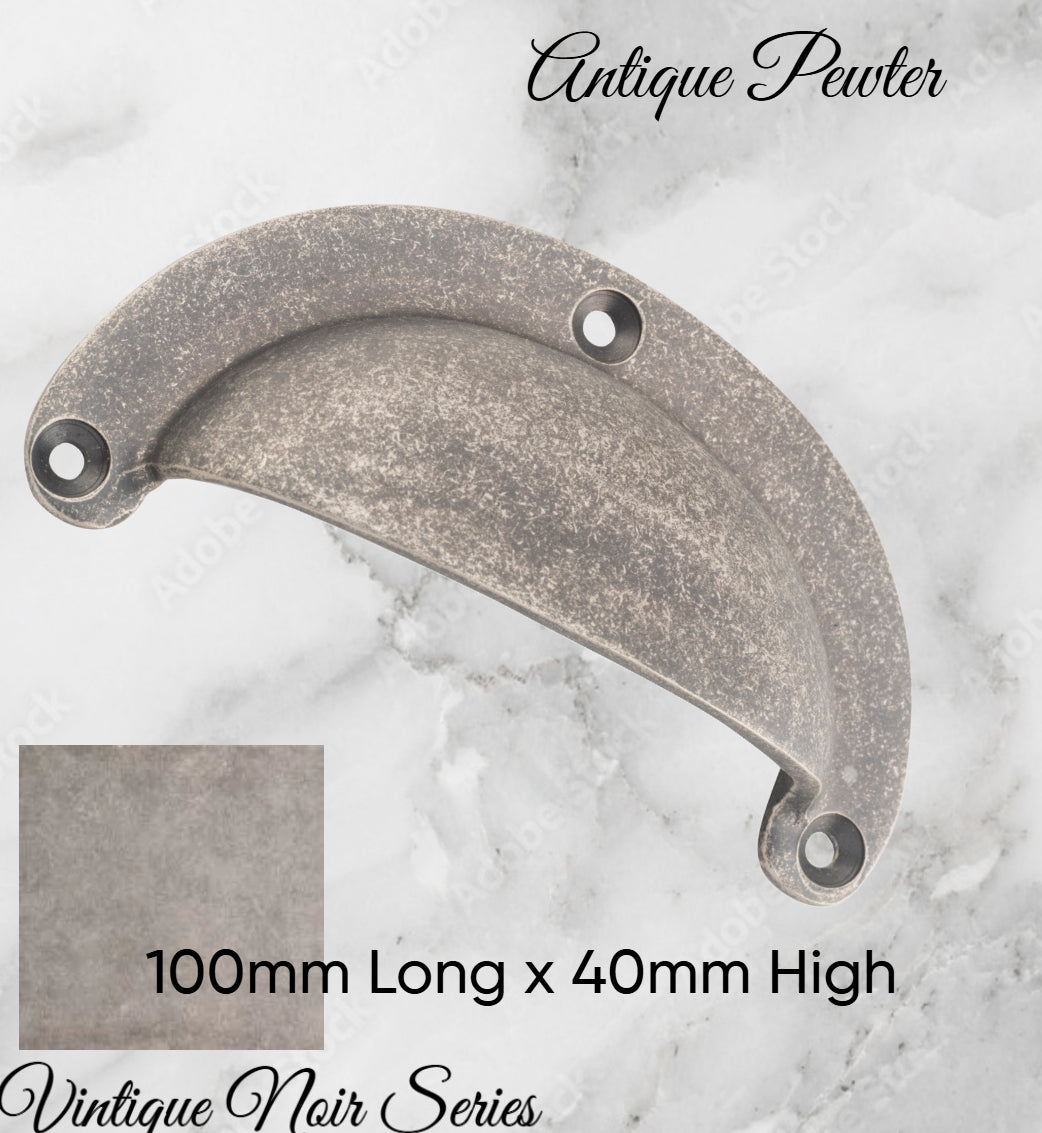 Regal Antiqued Pewter Classico Teardrop Cup Drawer pull-Vintique Concepts