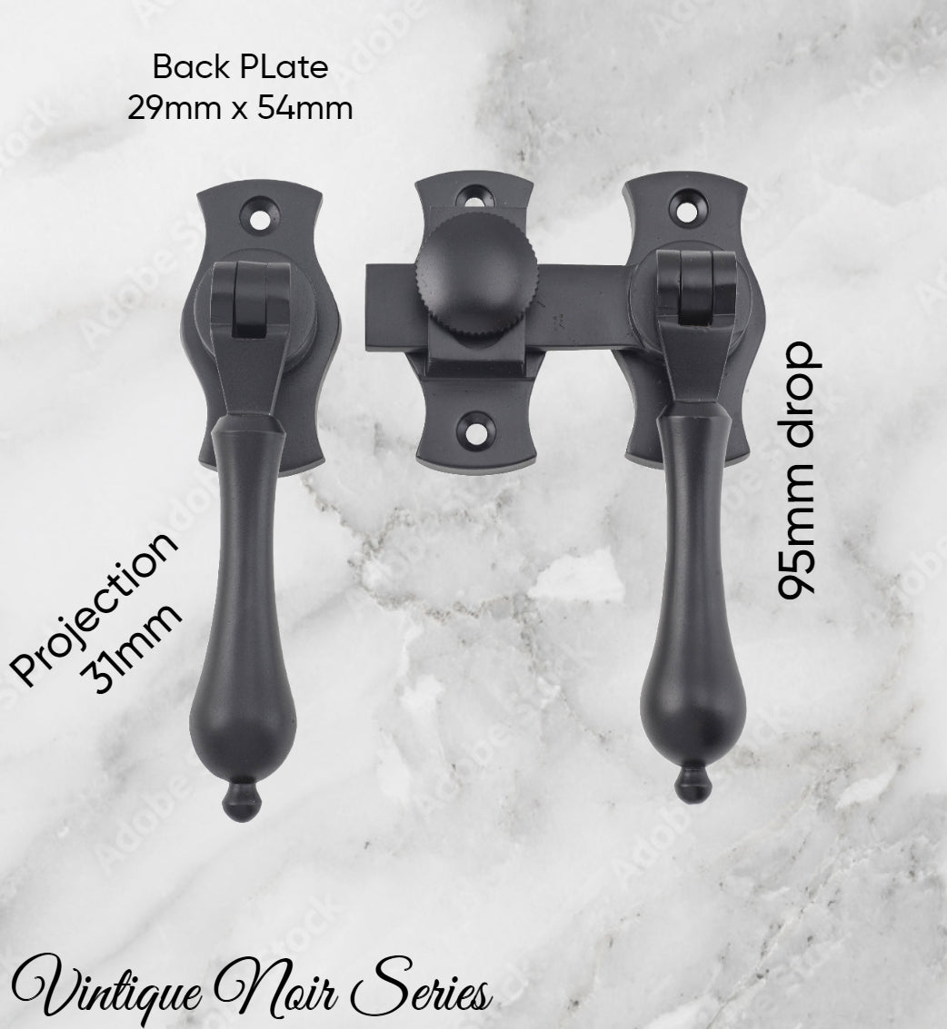 Noir matt Black electroplated Brass  French door Teardrop handle set-Vintique Concepts