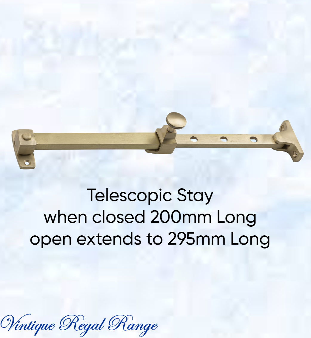 Standard Brass Telescopic window stay 200mm - 295mm Pin Type-Vintique Concepts
