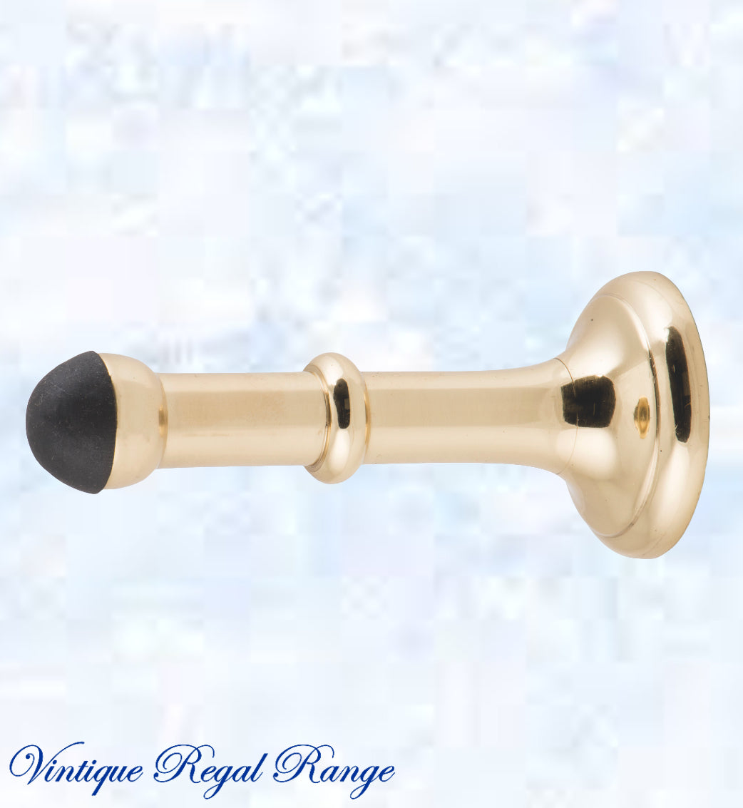 Polished Brass Classic rubber door stop 100mm Long-Vintique Concepts