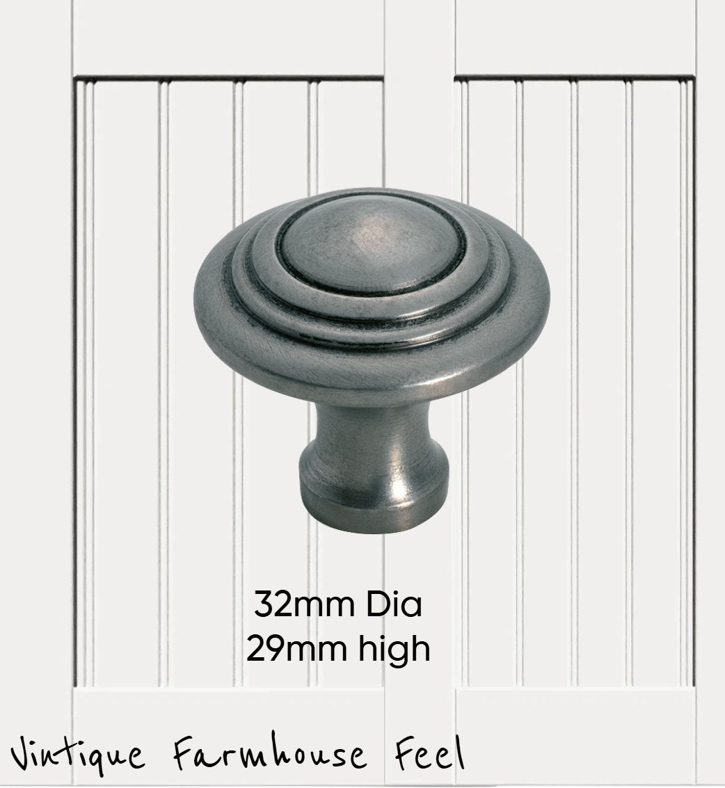 Farmhouse Polished Iron Ringed Knob (3 sizes)-Vintique Concepts