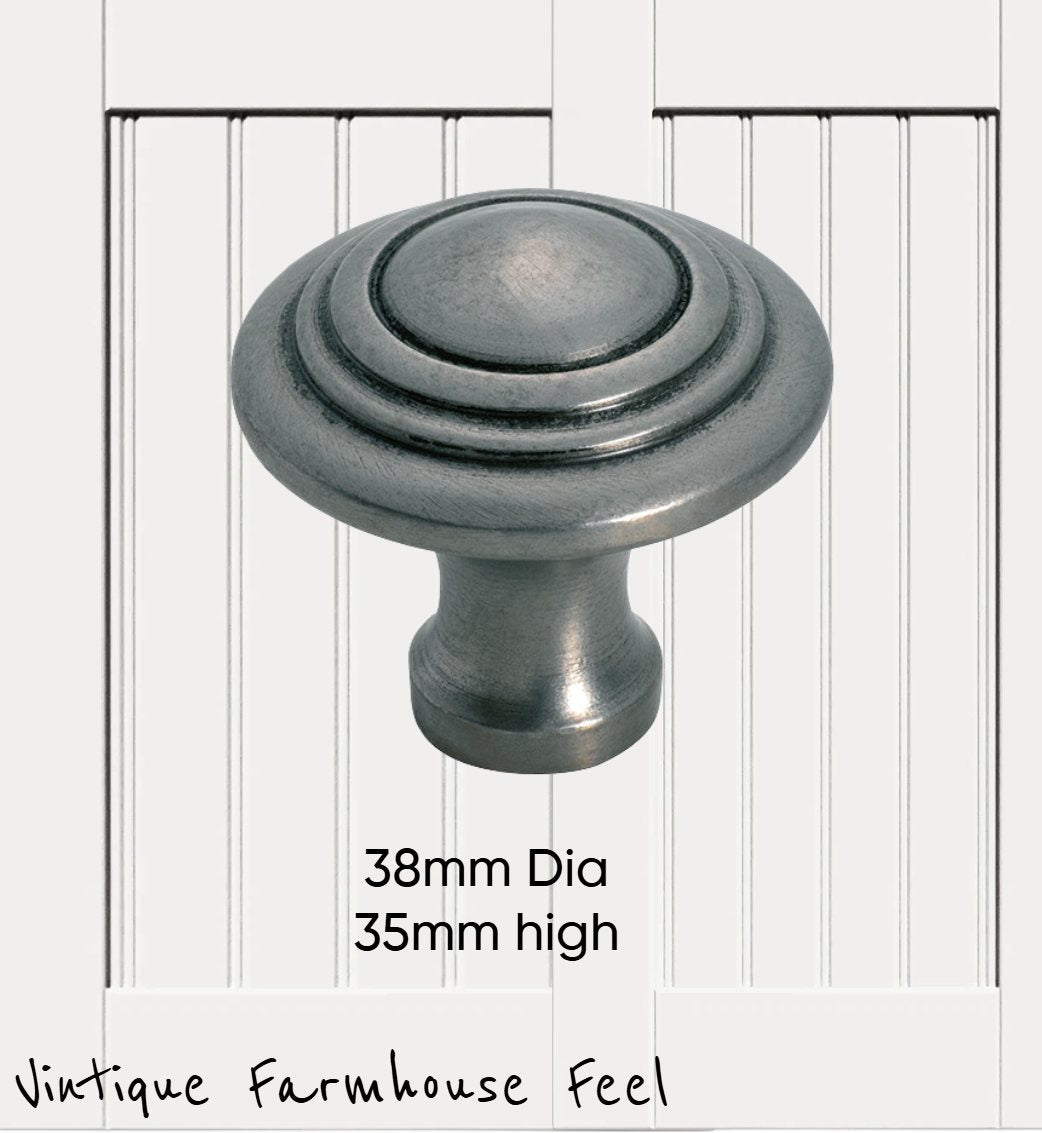 Farmhouse Polished Iron Ringed Knob (3 sizes)-Vintique Concepts