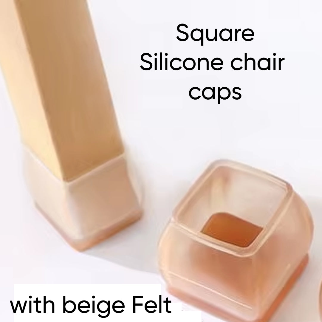 Square Silicone Chair cap with Felt Pad for 22mm -30mm