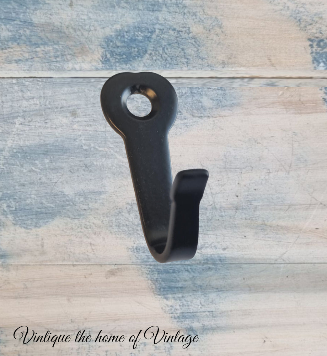Heavy duty black steel robe hook 41mm high-Vintique Concepts