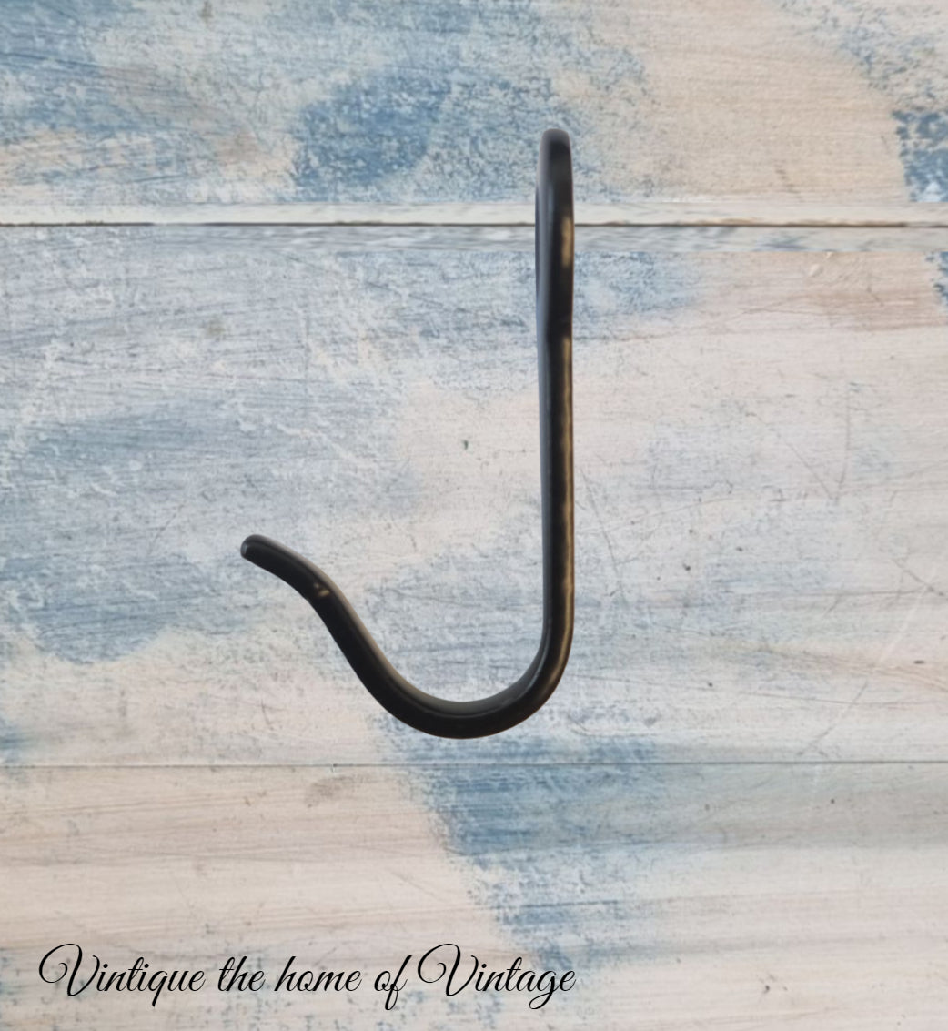 Heavy duty black steel robe hook 41mm high-Vintique Concepts