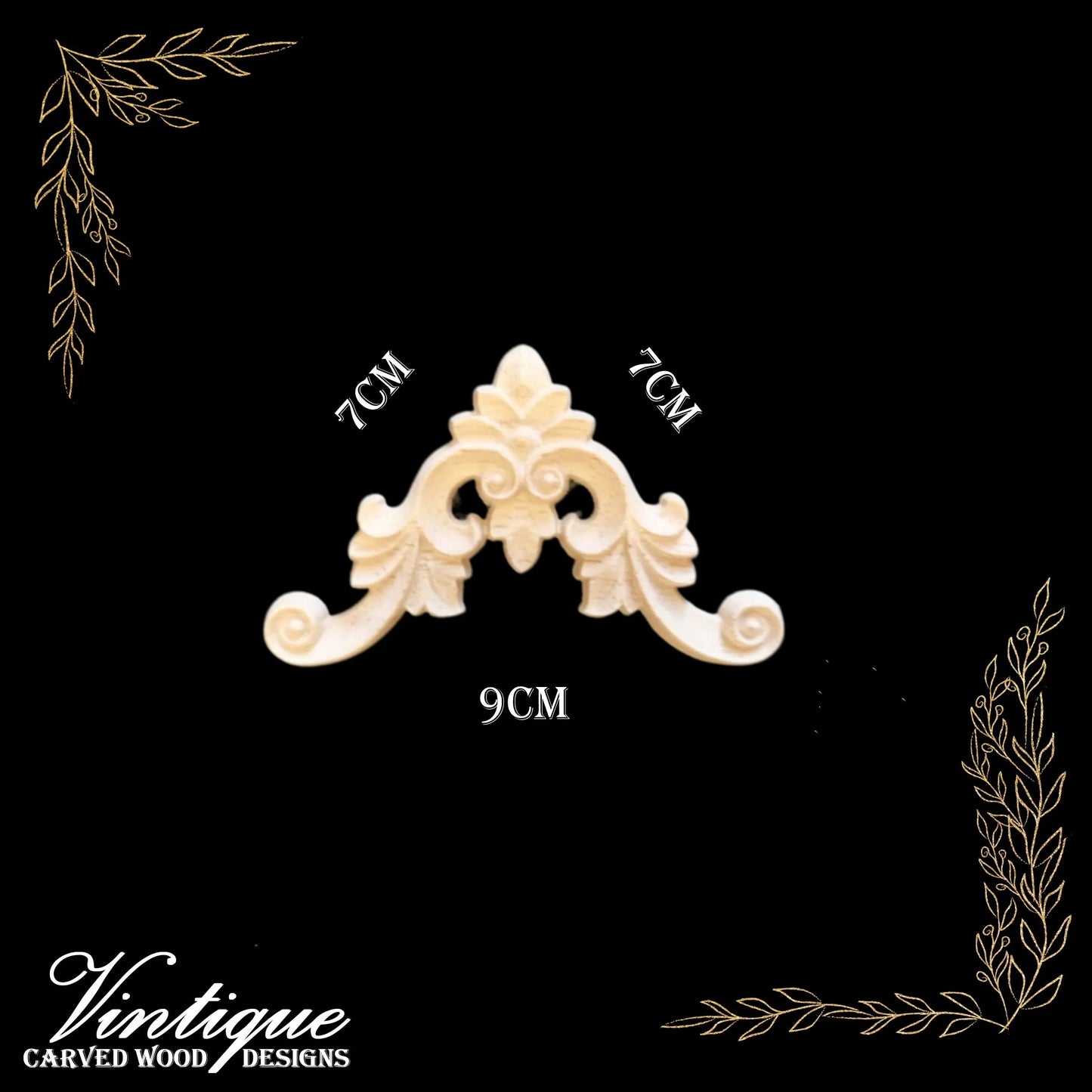 Stuart's Corner Wooden Applique 7cm - 7cm x 7cm x 9cm