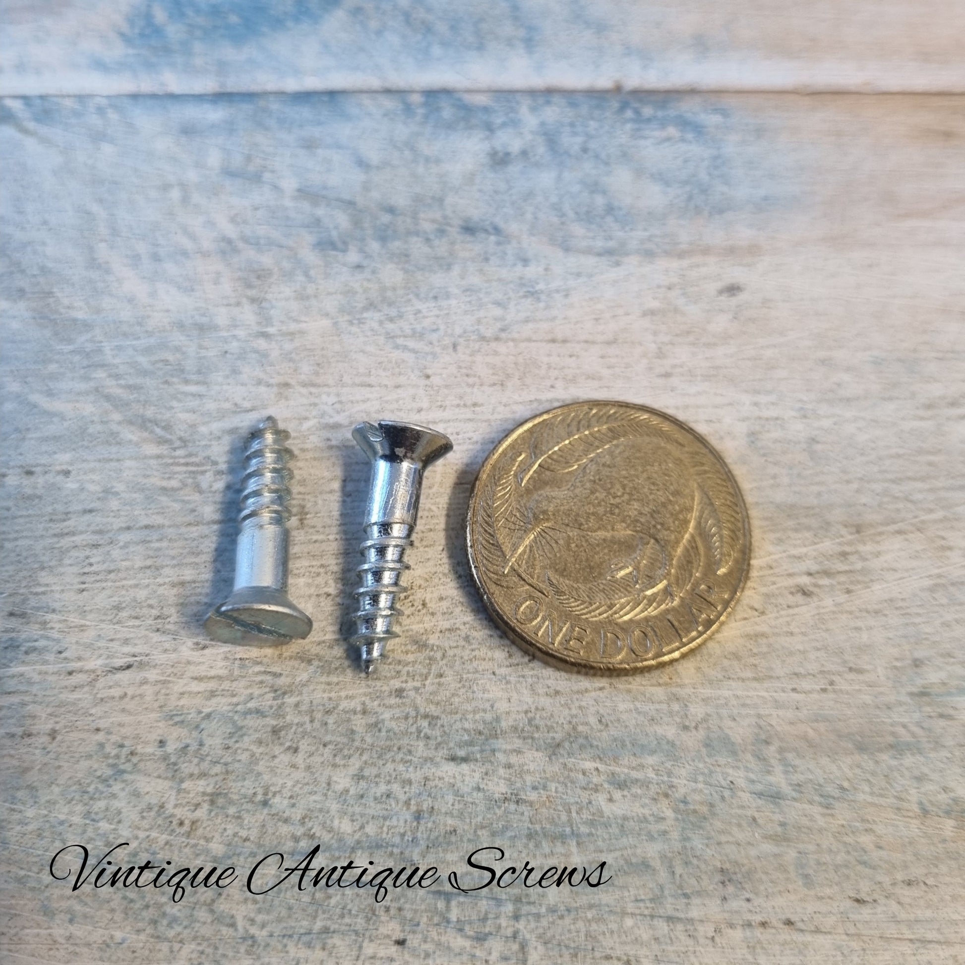 Antique Chrome plated Zinc wood screws 3/4''(19.05mm) 8 gauge (pkt20)-Vintique Concepts