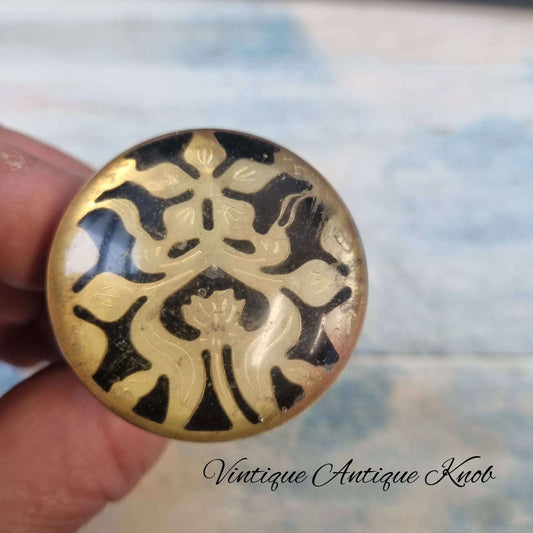 Antique Danmask Glass Knobs (lot of 5 pieces) 42mm dia recycled - Vintique Concepts