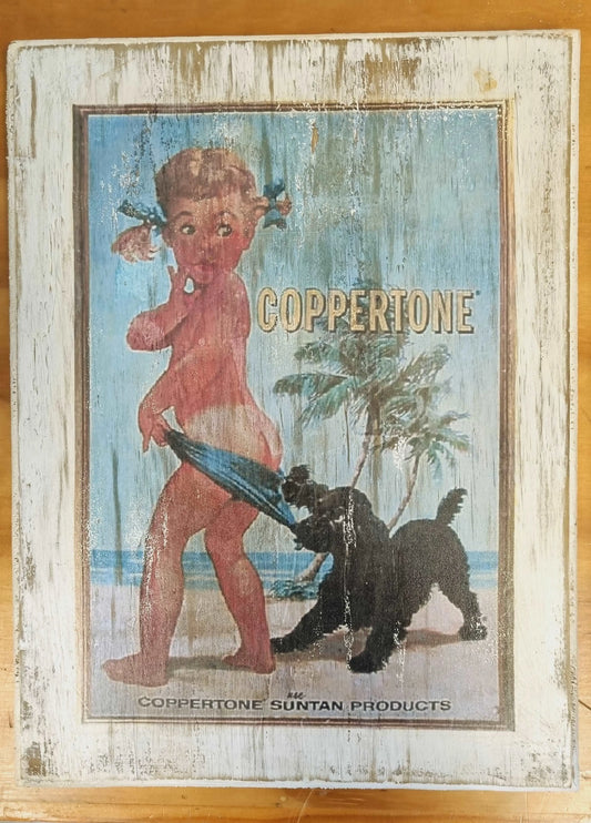 1965 Coppertone Vintage advertisement-KIWIANA WOOD signs and pictures 27cm x 36cm