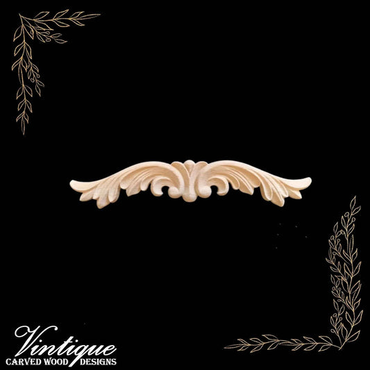 Alberts Feather carved wood Centre Applique 20cm x 4cm