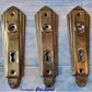 antique art Deco gold door handle Back plates-Vintique Concepts