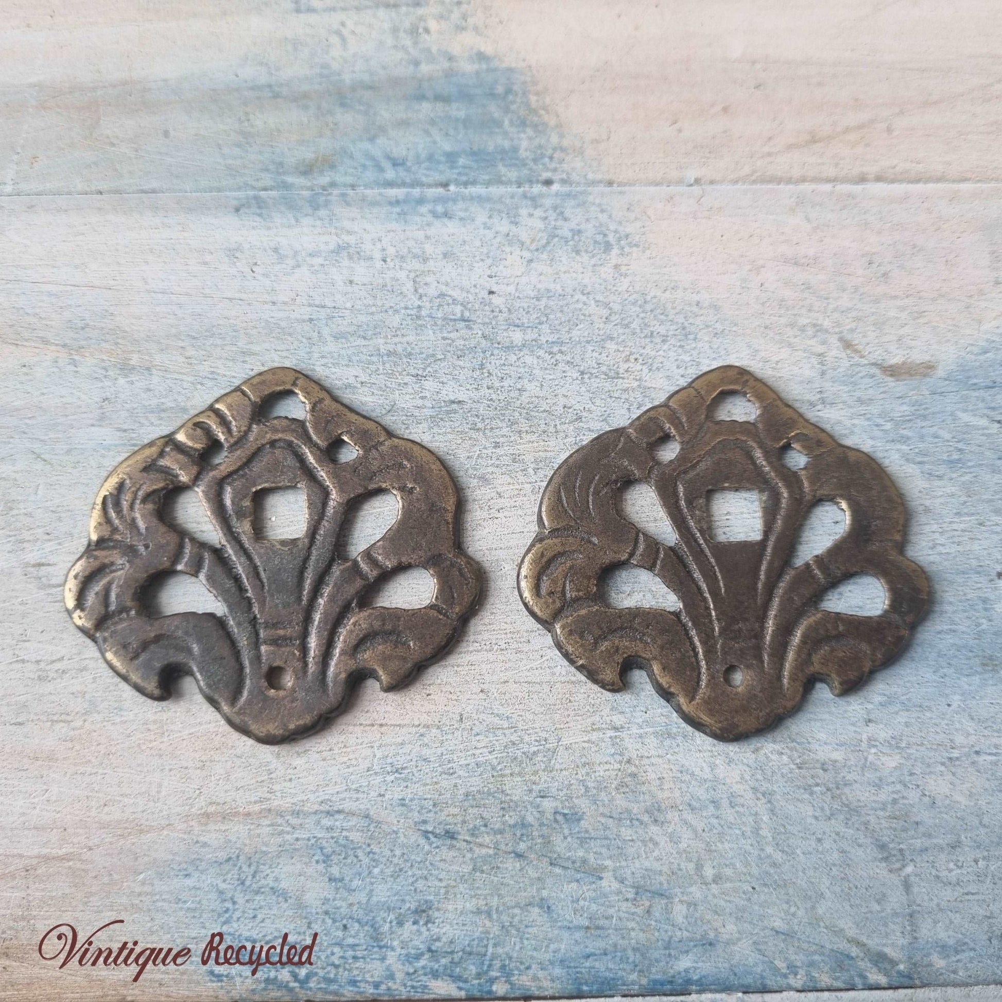 antique brass backing plates for Cabinet knobs (pair)-Vintique Concepts