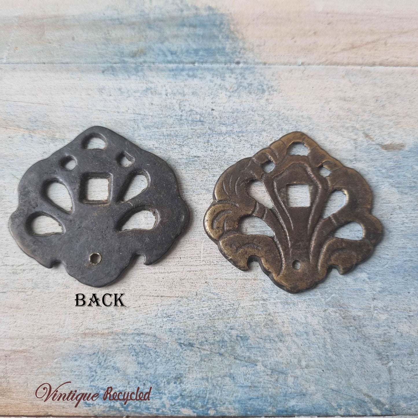 antique brass backing plates for Cabinet knobs (pair)-Vintique Concepts