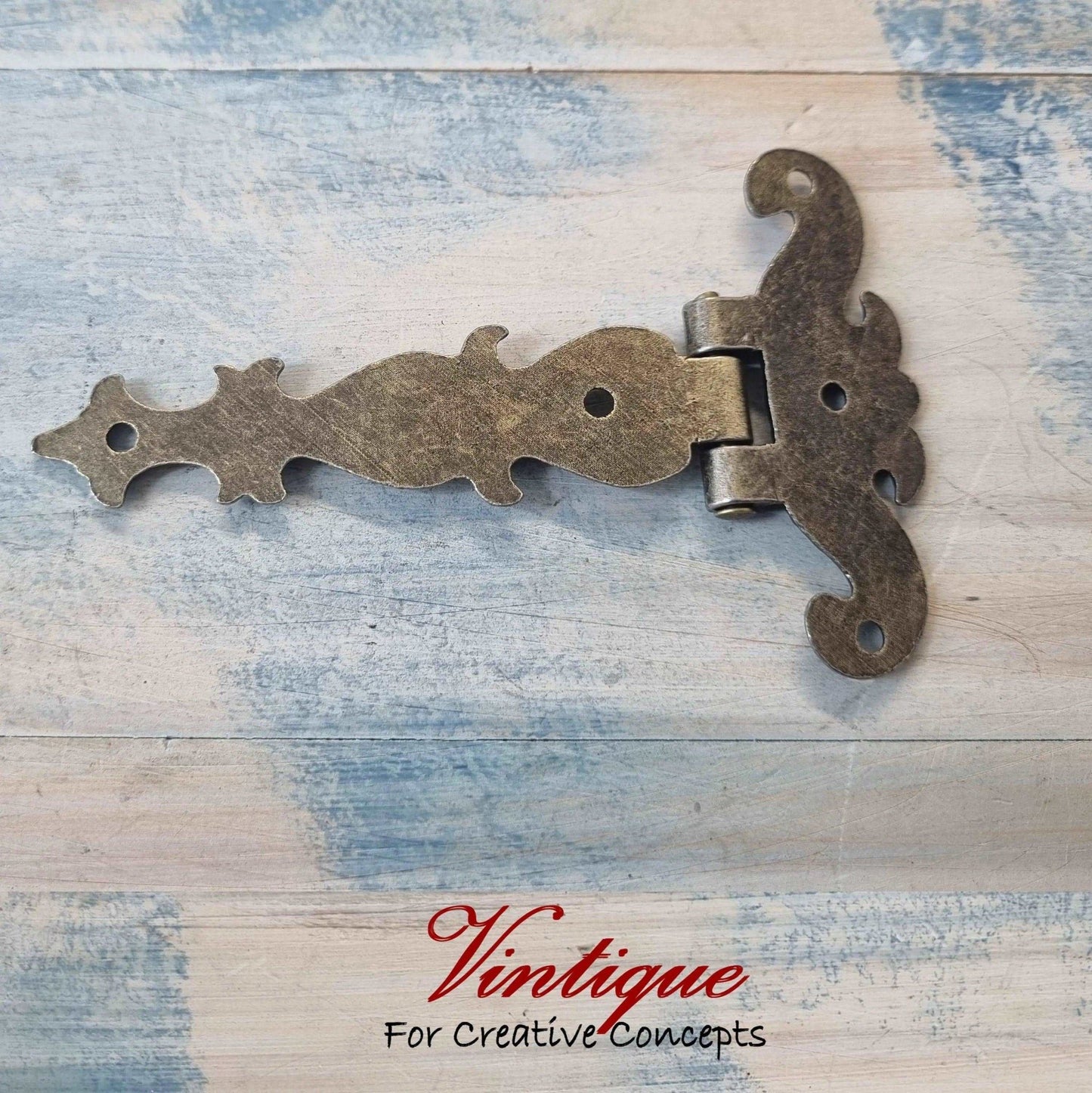 Antique Bronze Ornate (Fancy ) T-Hinge 114mm x 75mm-Vintique Concepts