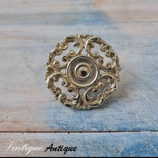 antique Gold furniture Knob 44mm Dia (Recycled hardware)-Vintique Concepts