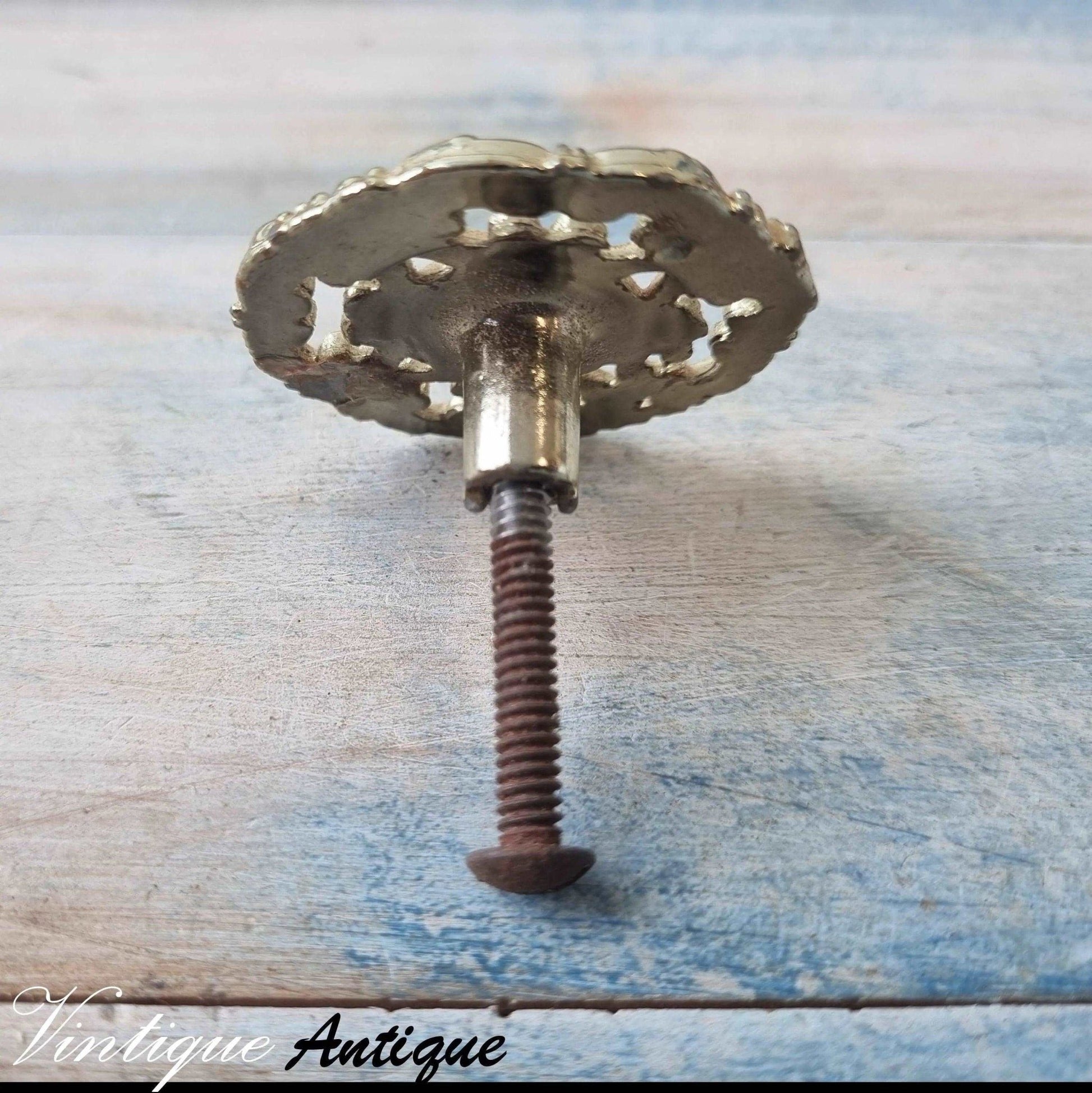 antique Gold furniture Knob 44mm Dia (Recycled hardware)-Vintique Concepts