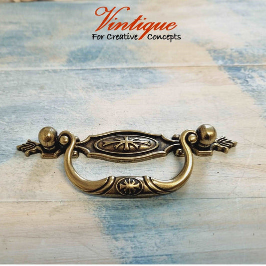 Antique gold ornate Swing furniture handle 115mm long-Vintique Concepts