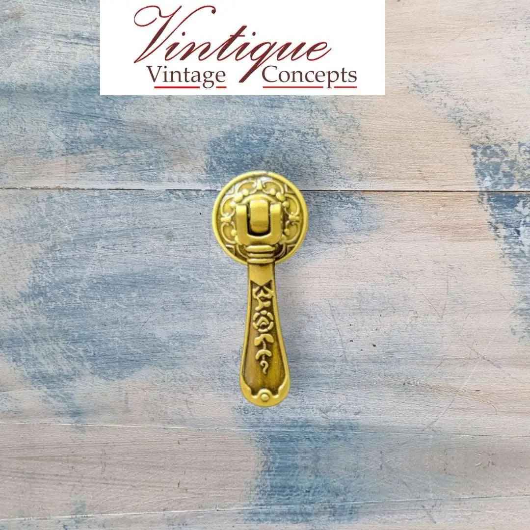 antique Gold teardrop pendant cabinet pull handle 65mm long