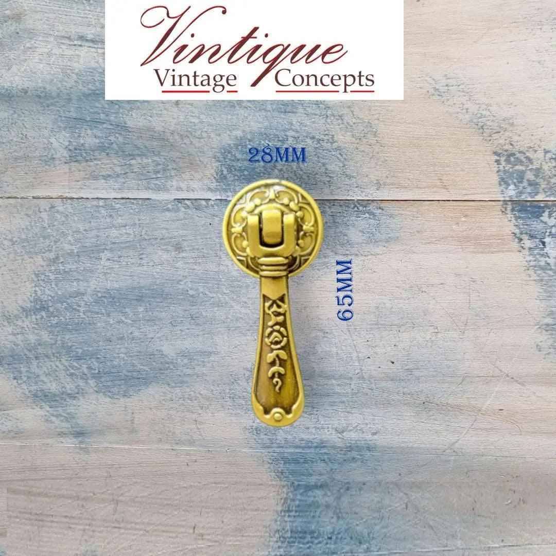 antique Gold teardrop pendant cabinet pull handle 65mm long
