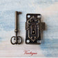 Antique Bronze Latch Lock Set with Key and Escutcheon (Copy)