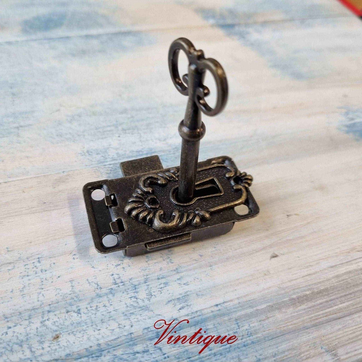 Antique Bronze Latch Lock Set with Key and Escutcheon (Copy)