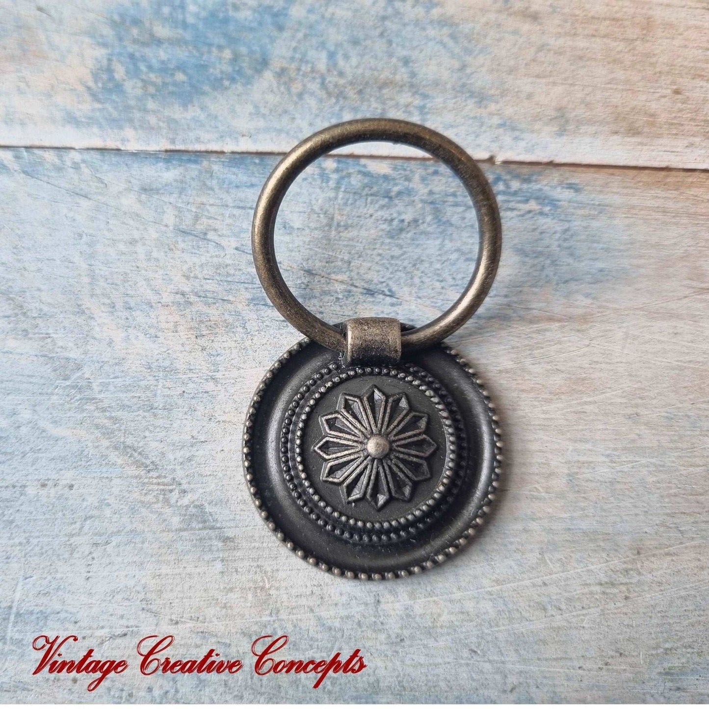 Antique Round Dresser Ring Pull Bronze 30mm dia-Vintique Concepts