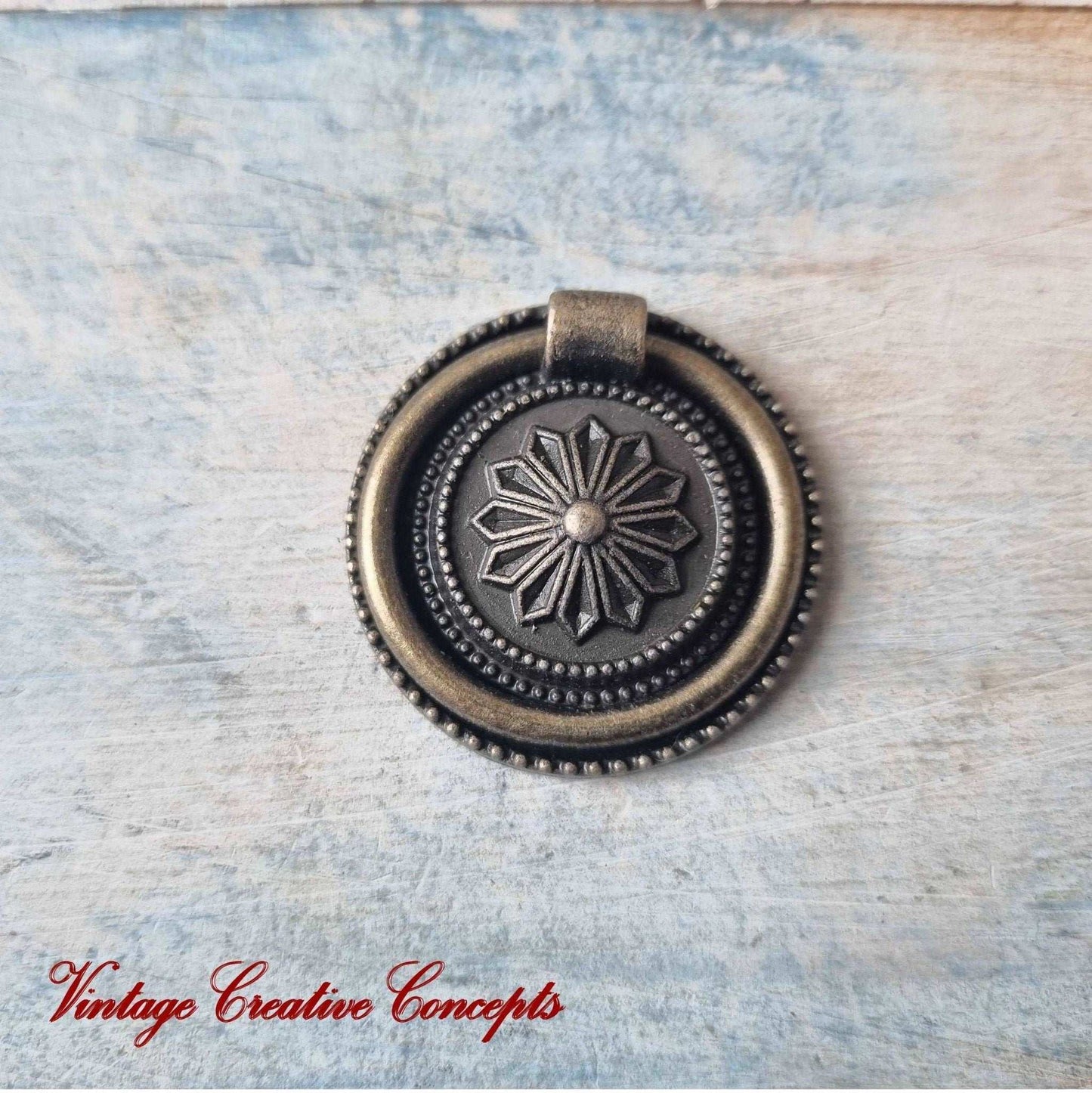 Antique Round Dresser Ring Pull Bronze 30mm dia-Vintique Concepts