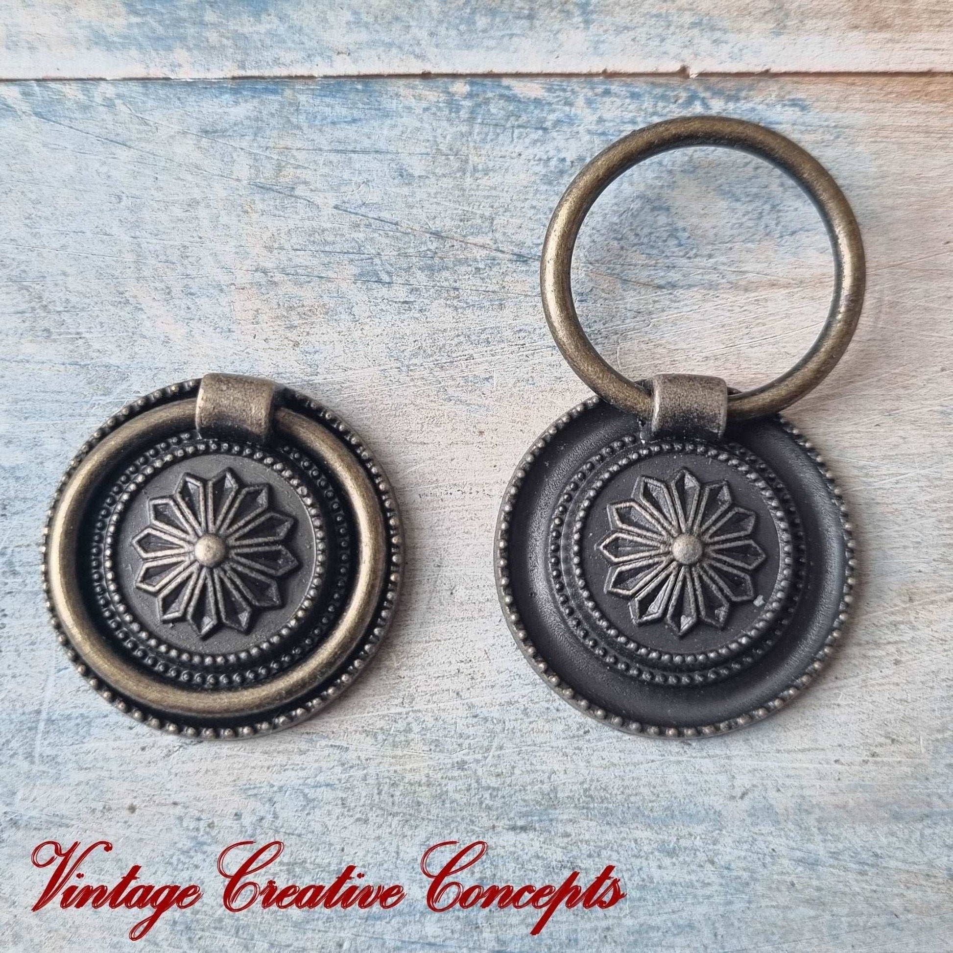 Antique Round Dresser Ring Pull Bronze 30mm dia-Vintique Concepts