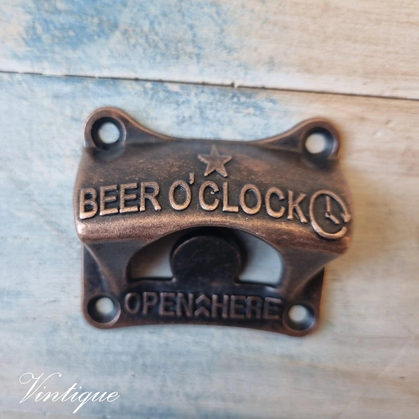 Beer o'clock  Red Bronze Wall Mounted Bottle opener -STOCK ARRIVING SOON-Vintique Concepts