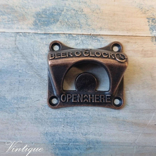 Beer o'clock Red Bronze Wall Mounted Bottle opener - Vintique Concepts