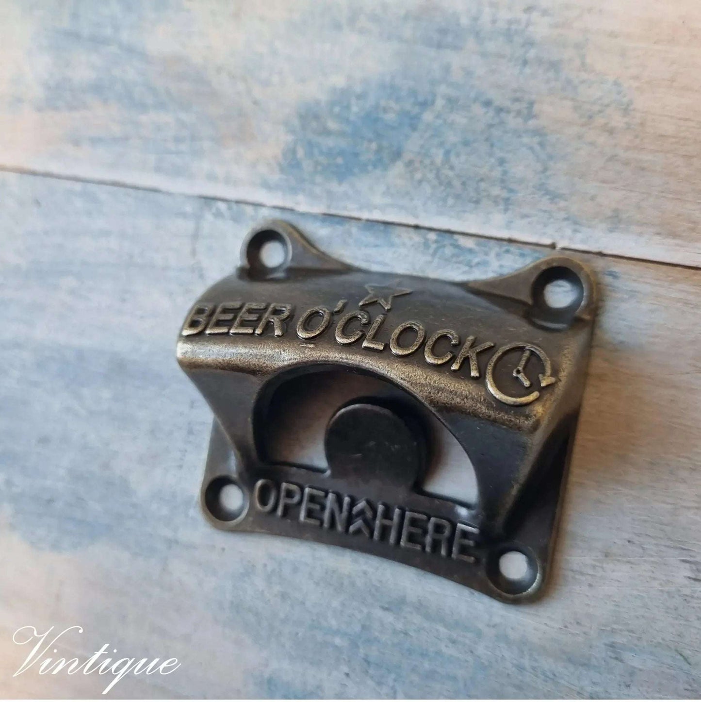 Beer o'clock Yellow Bronze Wall Mounted Bottle opener - Vintique Concepts