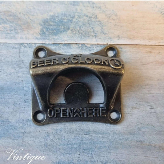 Beer o'clock Yellow Bronze Wall Mounted Bottle opener - Vintique Concepts