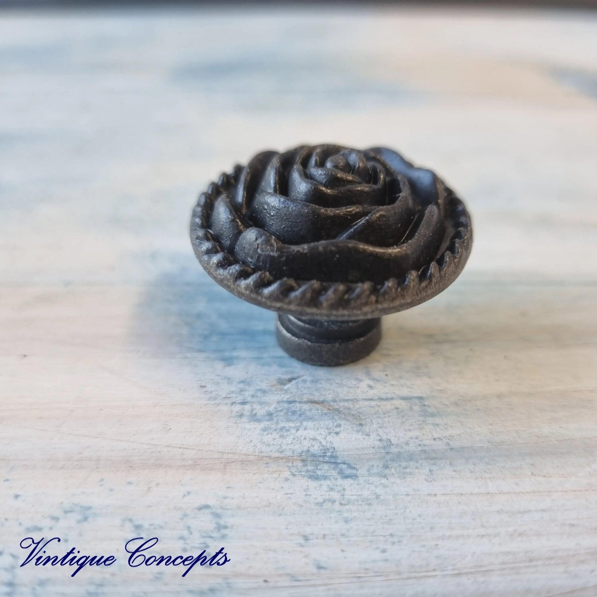BLACK Furniture Knob Rose 32mm diameter-Vintique Concepts