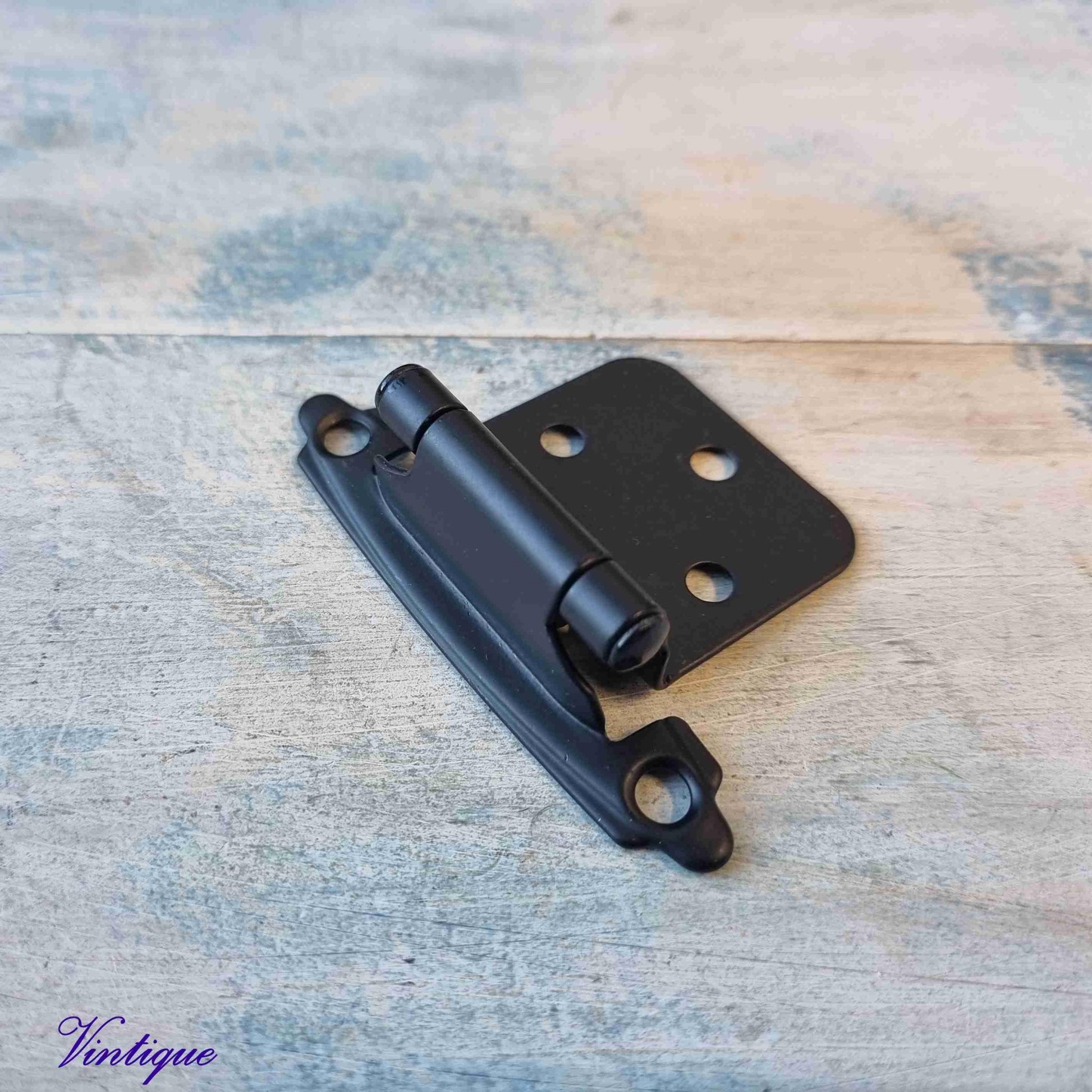 Black Self-Closing Overlay Hinges 72mm x 46mm-Vintique Concepts