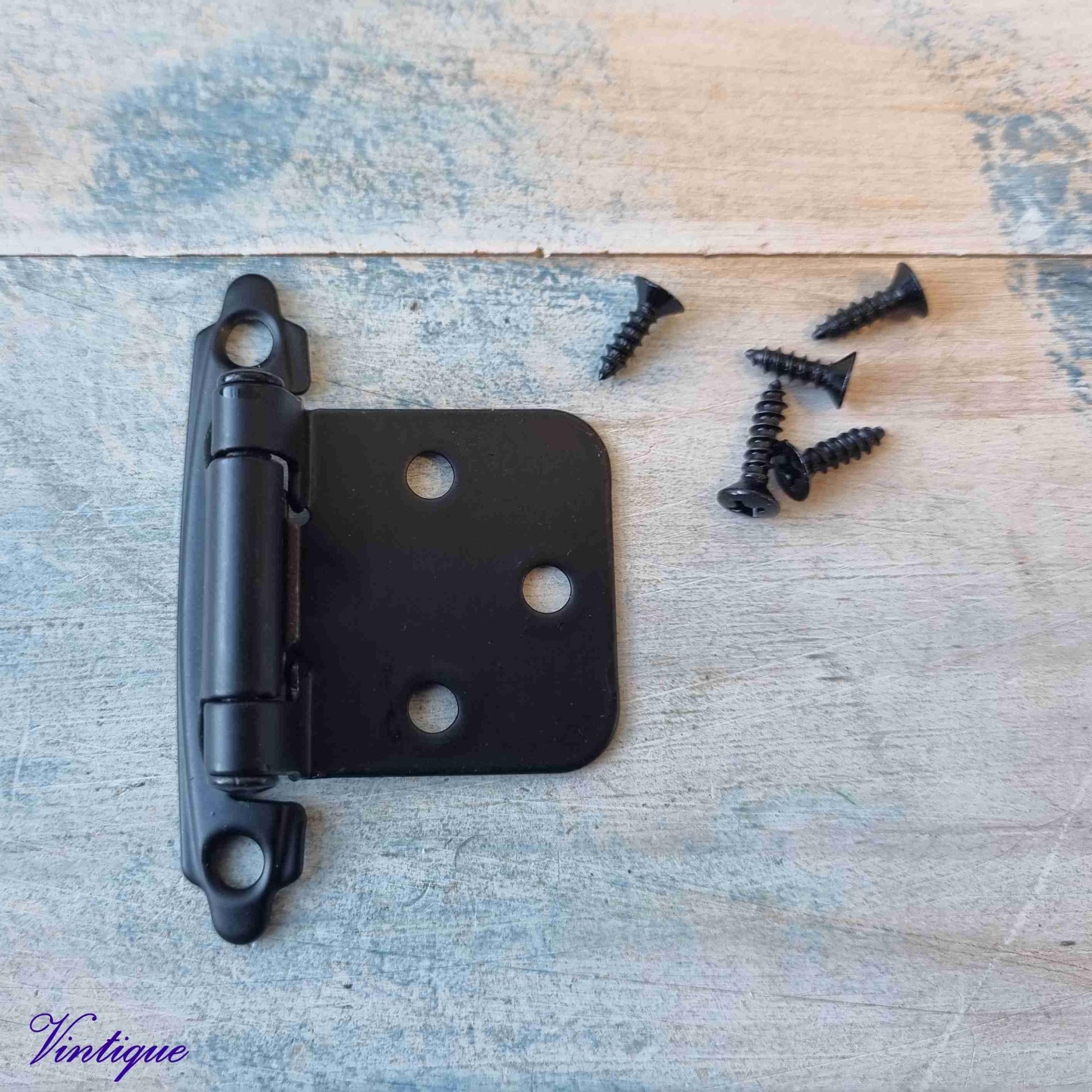 Black Self-Closing Overlay Hinges 72mm x 46mm-Vintique Concepts