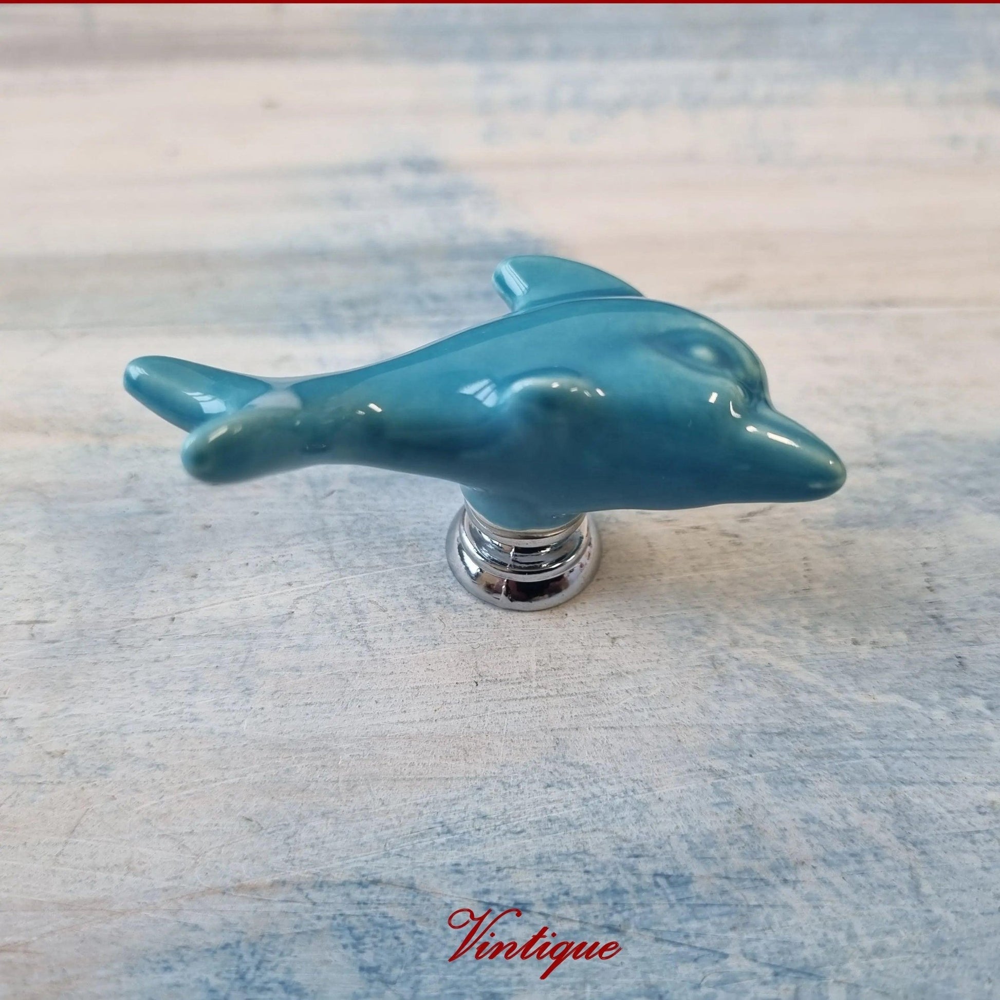 BLUE DOLPHIN Ceramic Cabinet Drawer Knob 61 x 28mm-Vintique Concepts