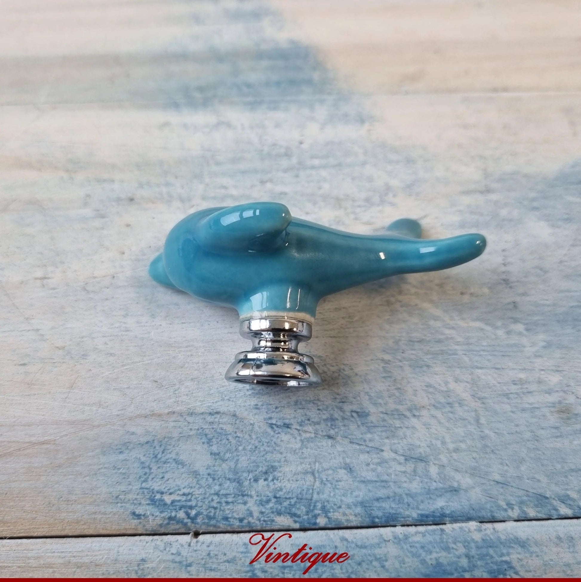 BLUE DOLPHIN Ceramic Cabinet Drawer Knob 61 x 28mm-Vintique Concepts
