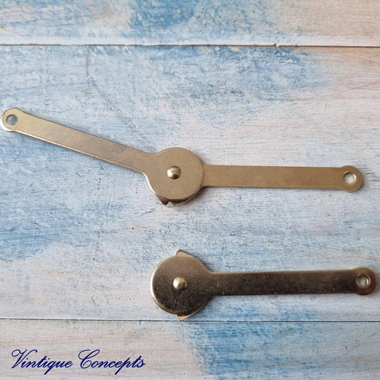 Brass Jewelery Box Support hinge 68mm arm (PAIR)-Vintique Concepts