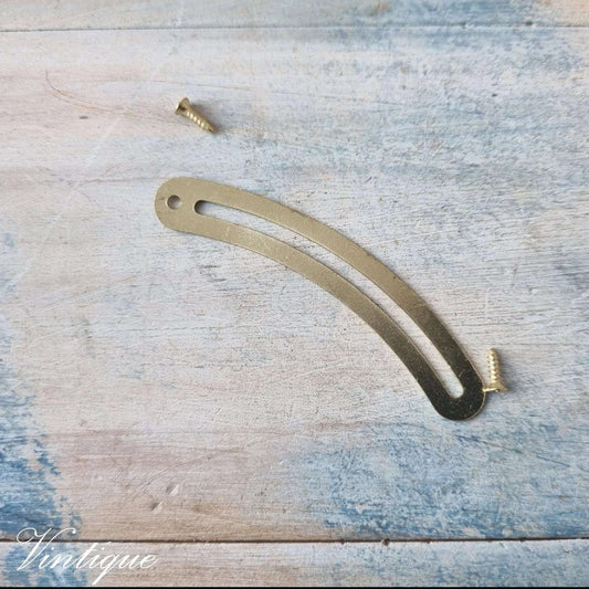 Brass jewelry box swing stay slide arm 69mm long - Vintique Concepts