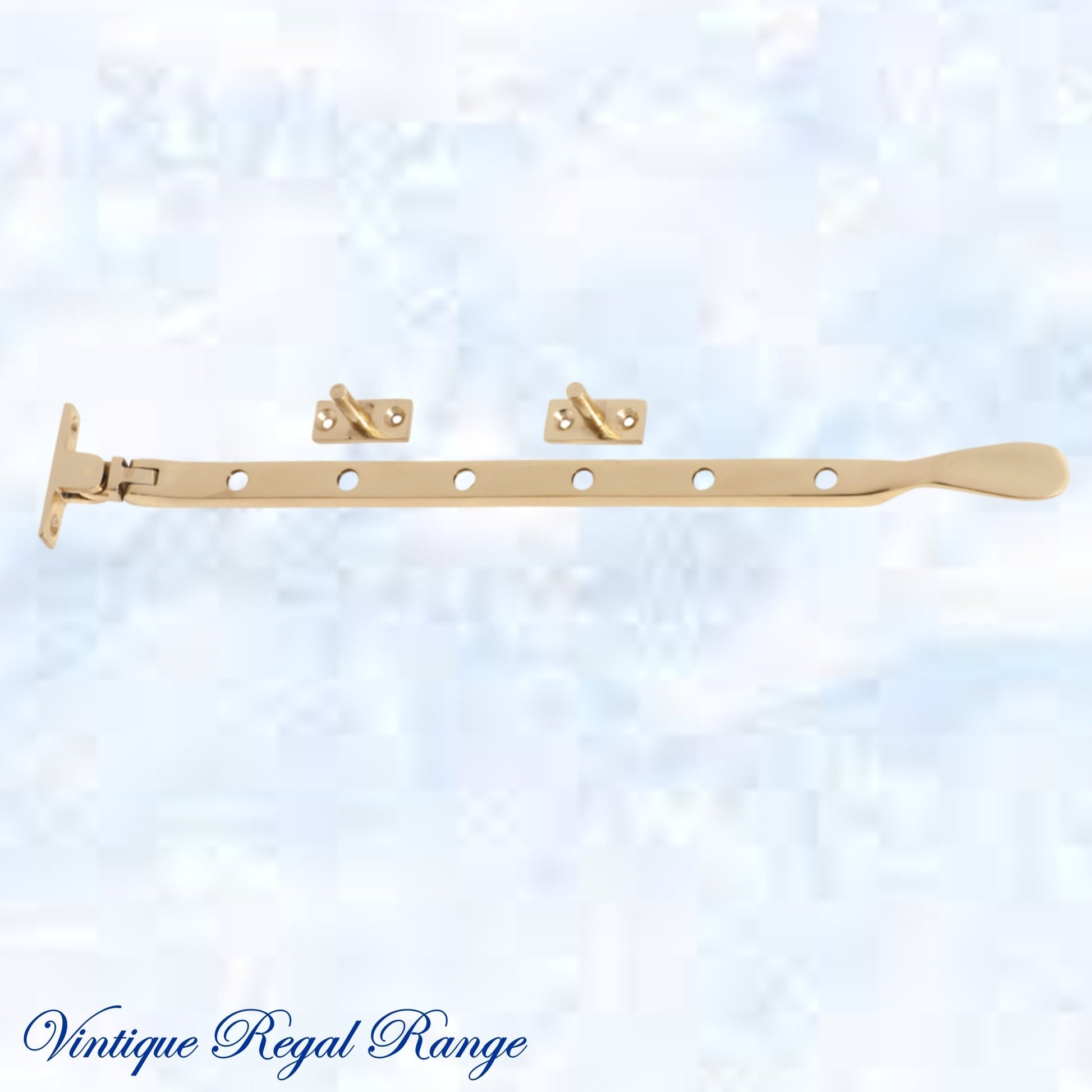 Polished Brass window stay 300mm with 5 holes-Base fixed-Vintique Concepts