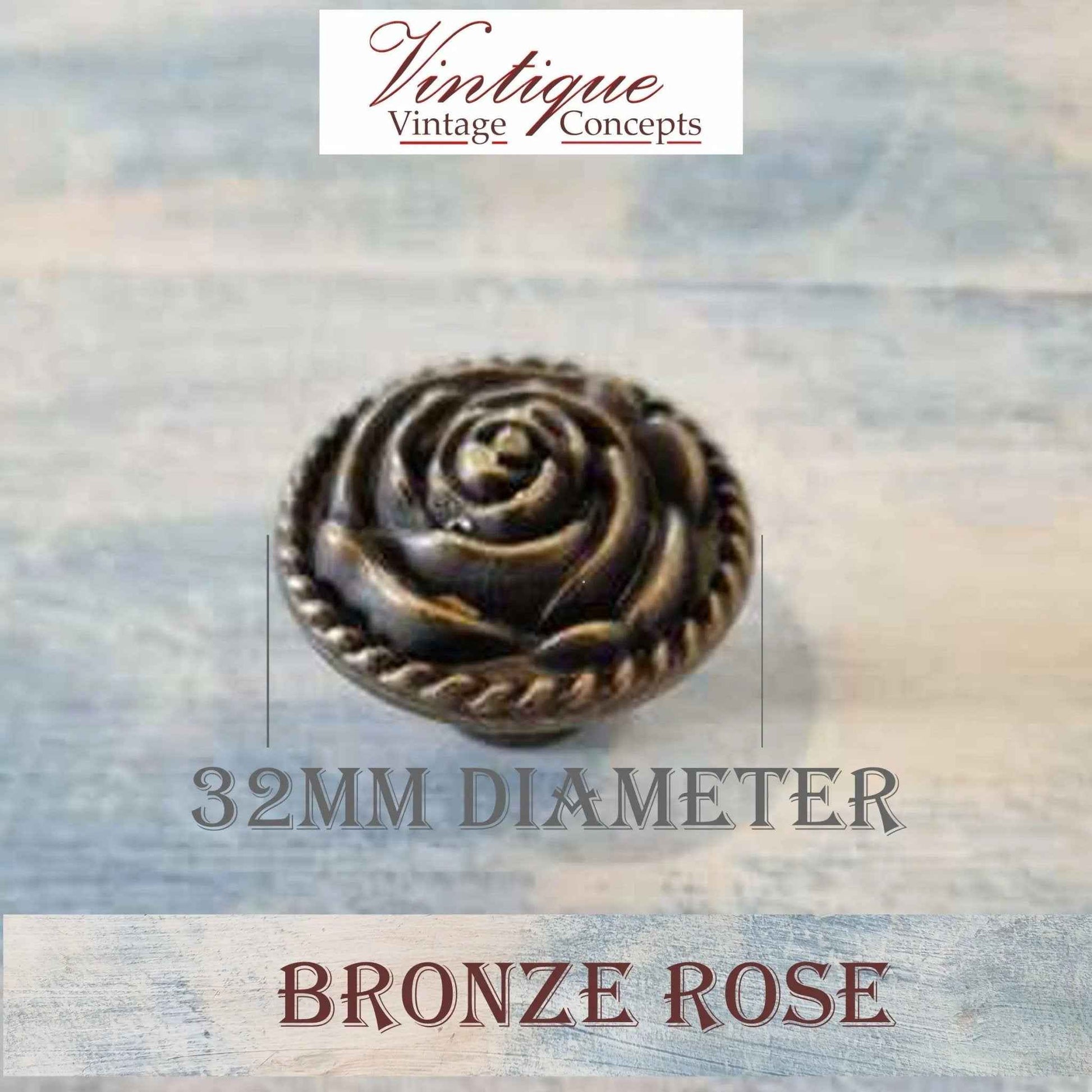 Bronze Furniture Knob Rose 32mm diameter