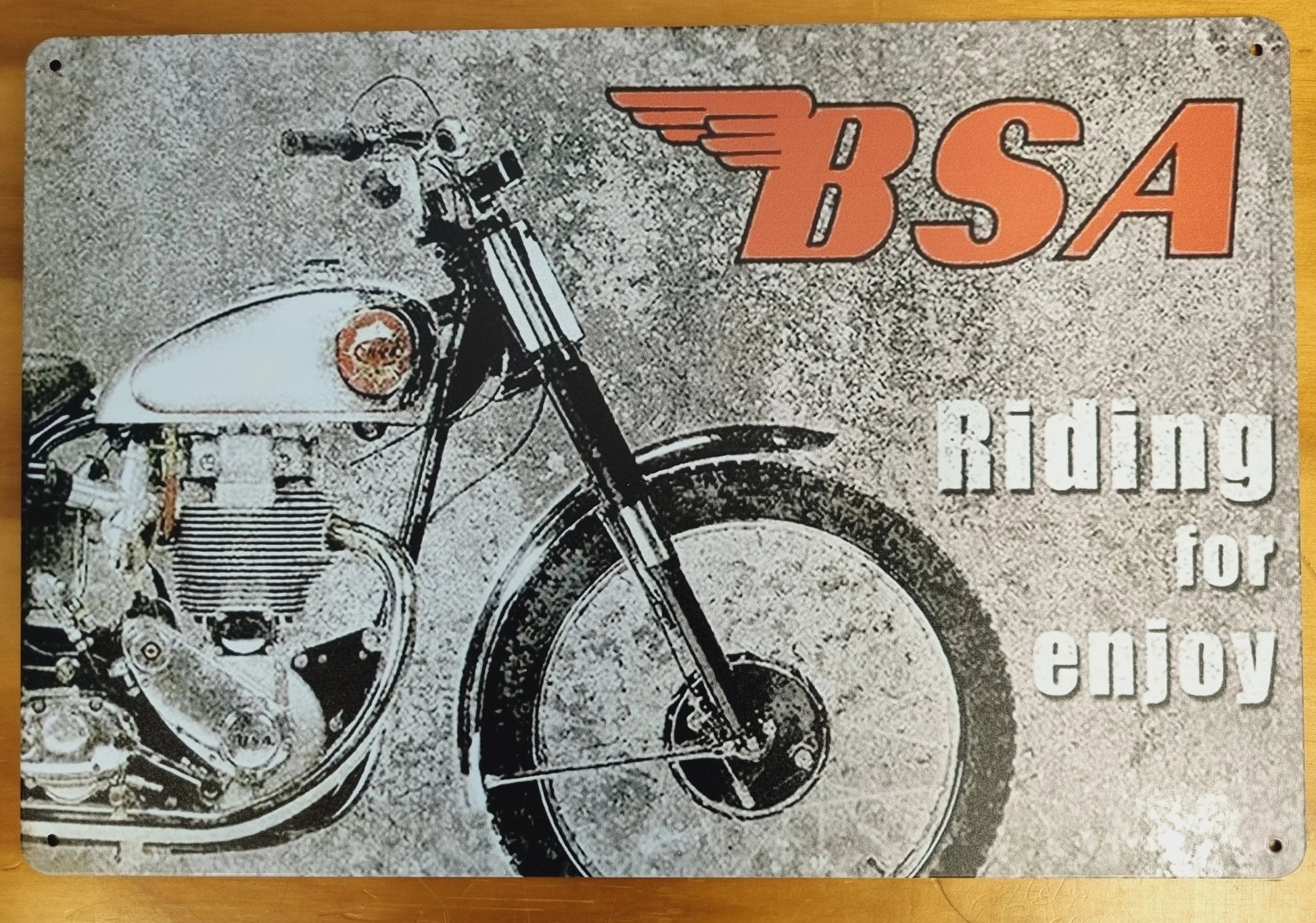 BSA Riding to enjoy....Tin Sign-Vintage Motorbikes 30cm x 20cm *-Vintique Concepts