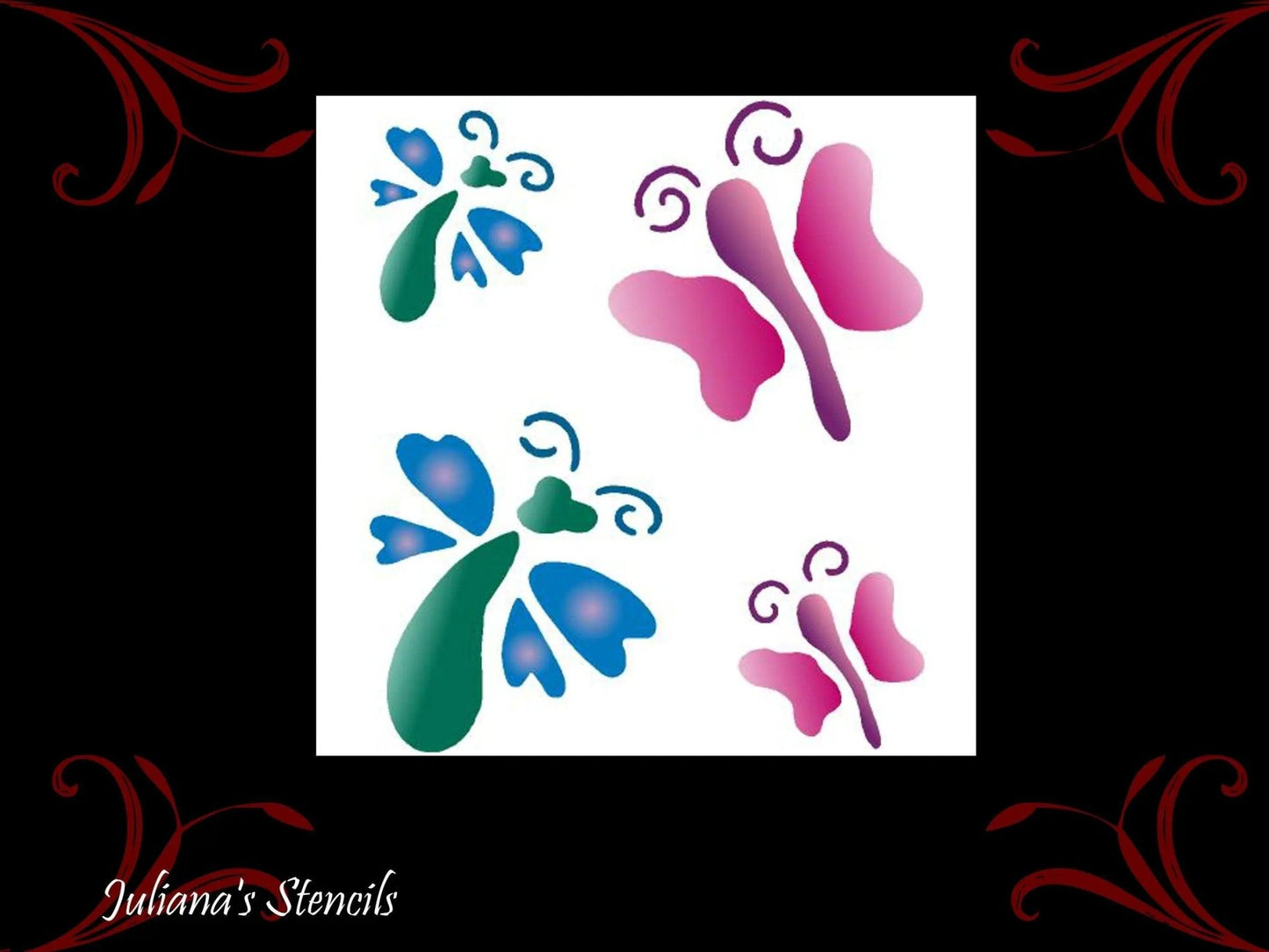 BUTTERFLIES Childrens Furniture Paint Stencil 180mm x 120mm-Vintique Concepts