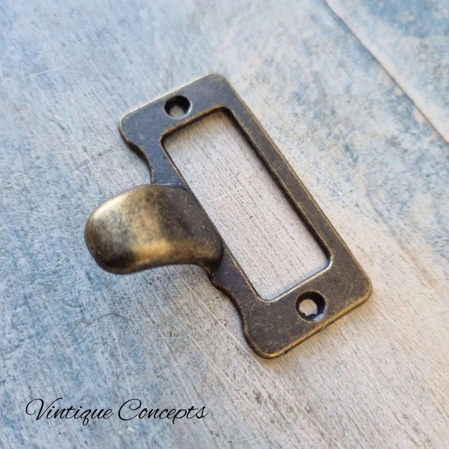 Card holder drawer handle with lip (2 sizes) Bronze - Vintique Concepts