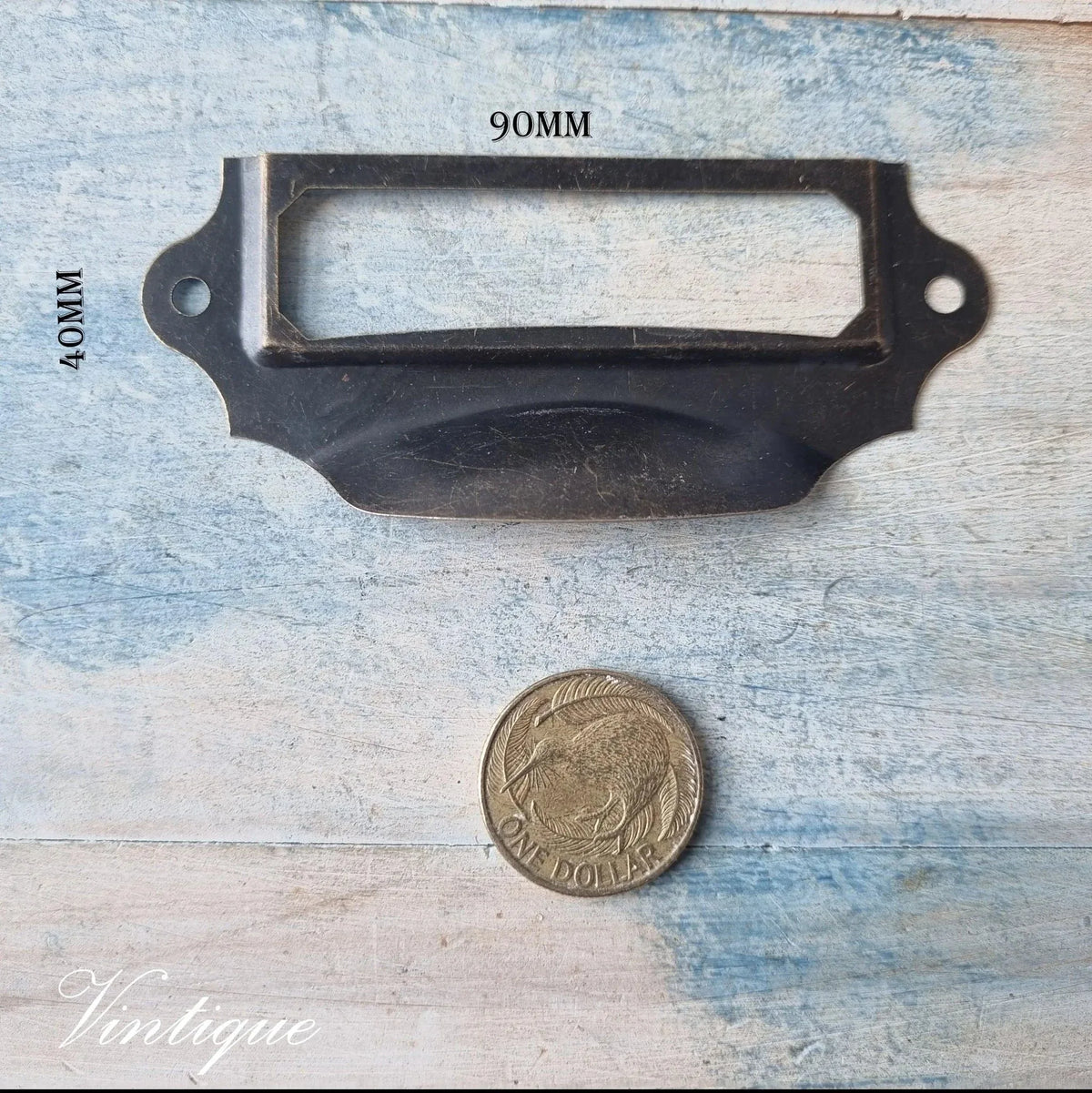 Card Handle Card / Label holder drawer handle pull 90mm x 40mm Bronze - Vintique ...
