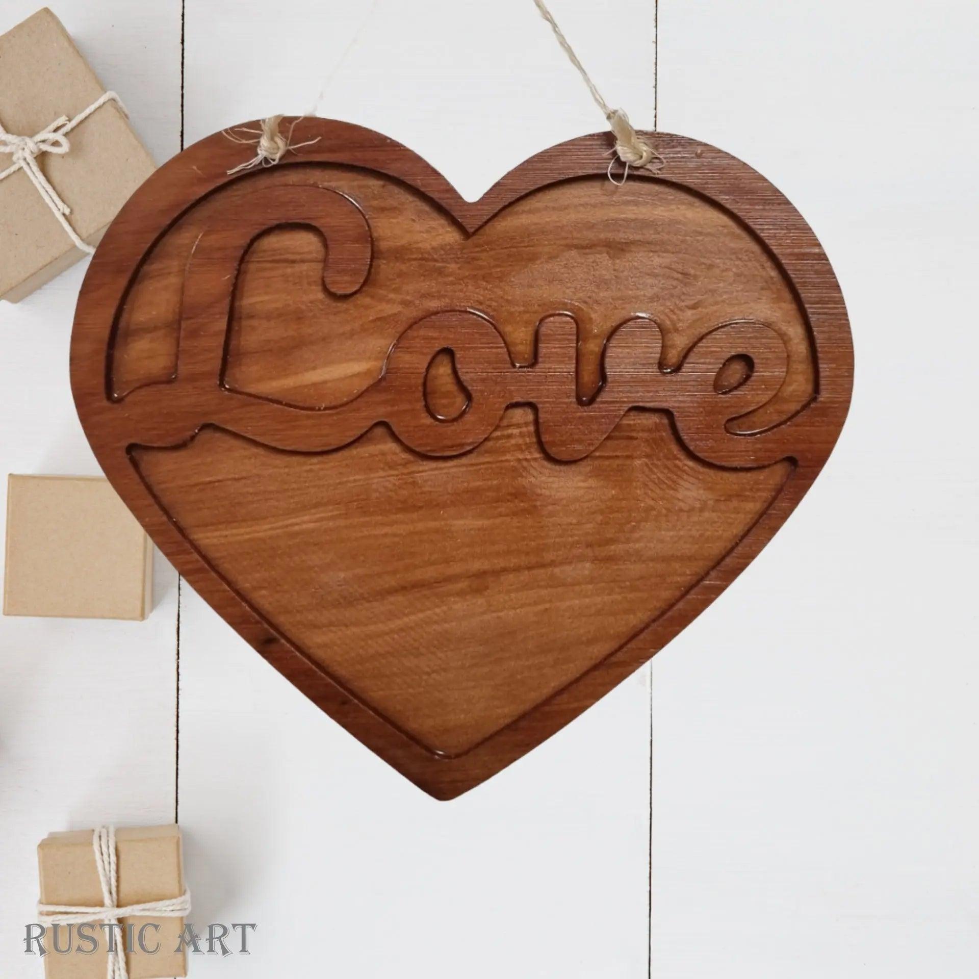 Carved Recycled Rimu "LOVE" Heart 127mm x 145mm-Vintique Concepts