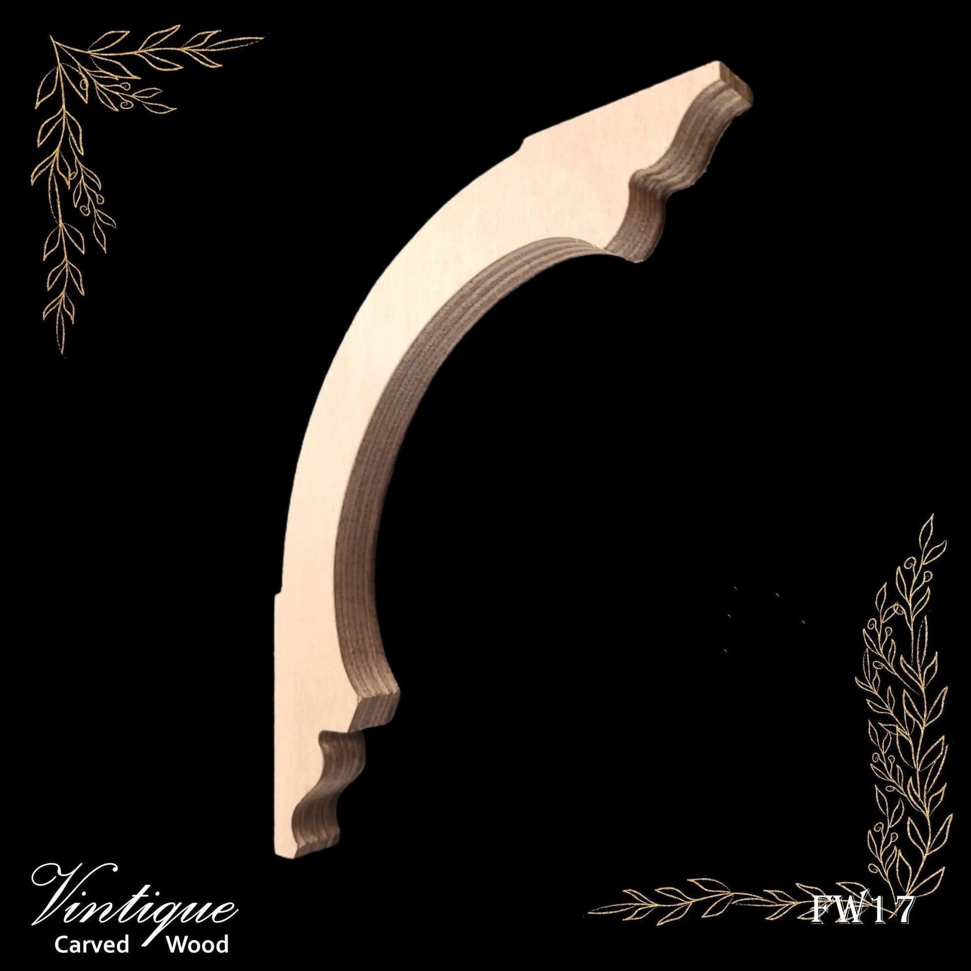 Carved wooden Lace Fretwork Corner -Avonside (FW17) 178mm x 206mm-Vintique Concepts