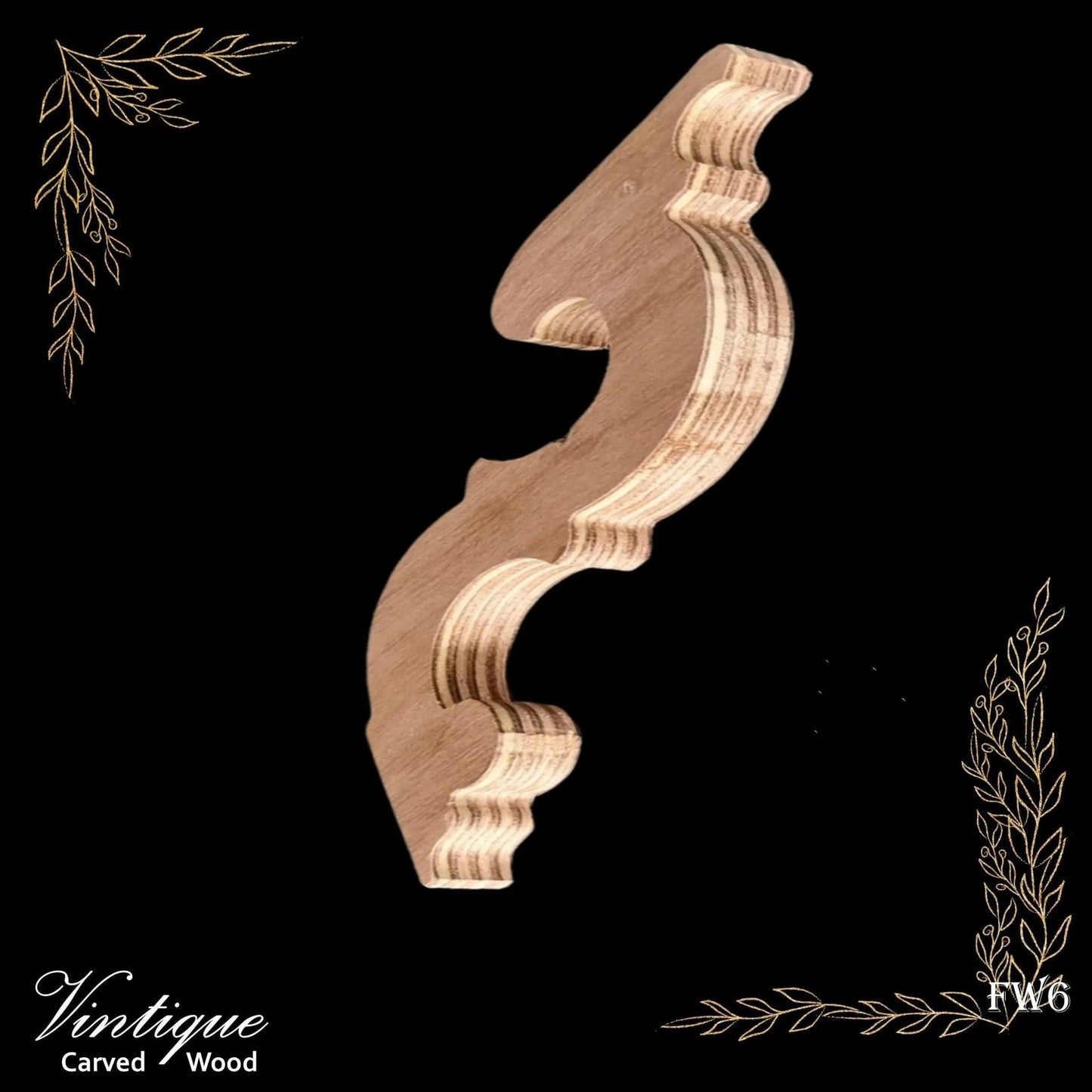 Carved wooden Lace Fretwork Corner -Homestead (FW6) 178mm x 218mm-Vintique Concepts
